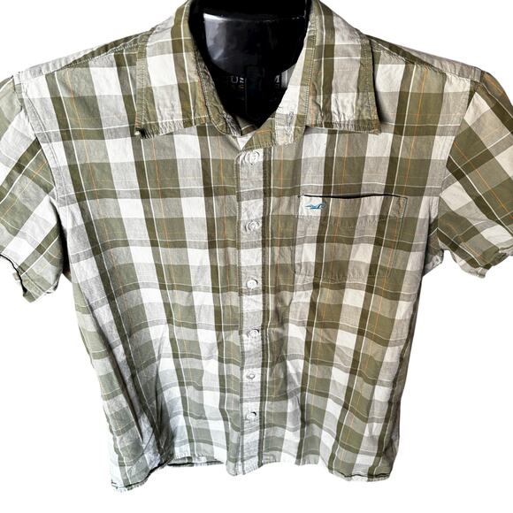 Hollister Button Shirt Mens Large Plaid Green Collared Short Sleeve Y2K Top - Picture 8 of 8